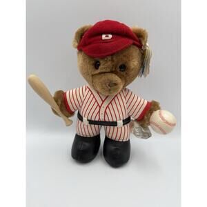 1986 Dakin Baseball Bear Plush 9 Inch With Bat and Ball Vintage Korea Nwt